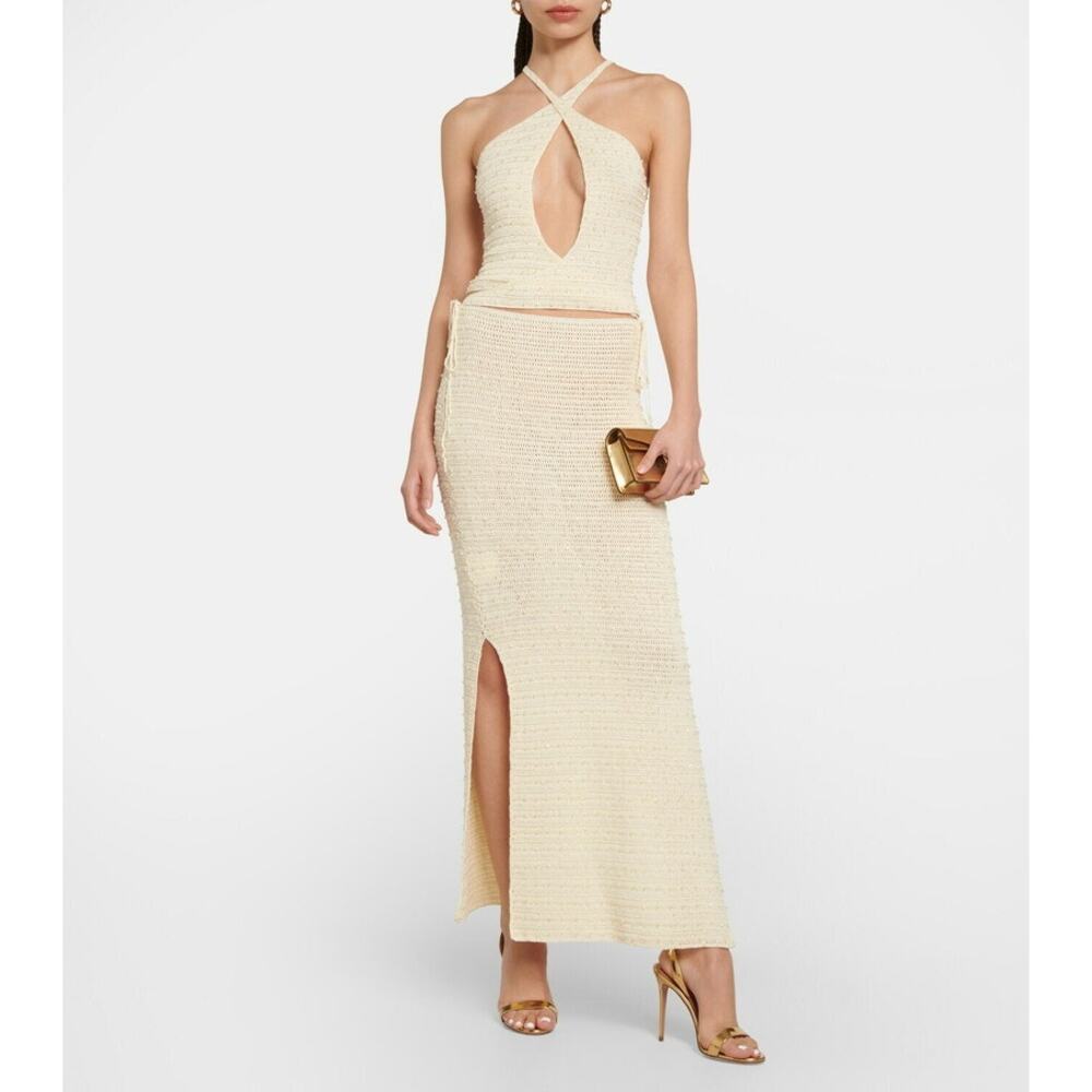 Aya Muse Veluti Embellished Crochet Maxi Dress crystal beaded 2 piece size XS
